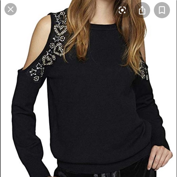 Sanctuary Sweaters - Embellished Cold Shoulder Sweater